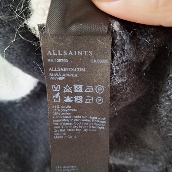 All Saints Suwa Jumper/Sweater Mohair Blend Oversized Striped Womens size M - Picture 2 of 7